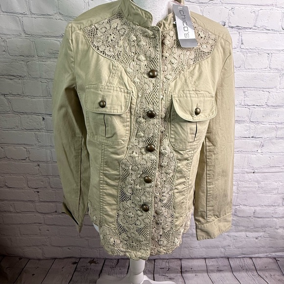 CHICO’S Adelle Beige Lace Jacket Medium NWT - Picture 1 of 7
